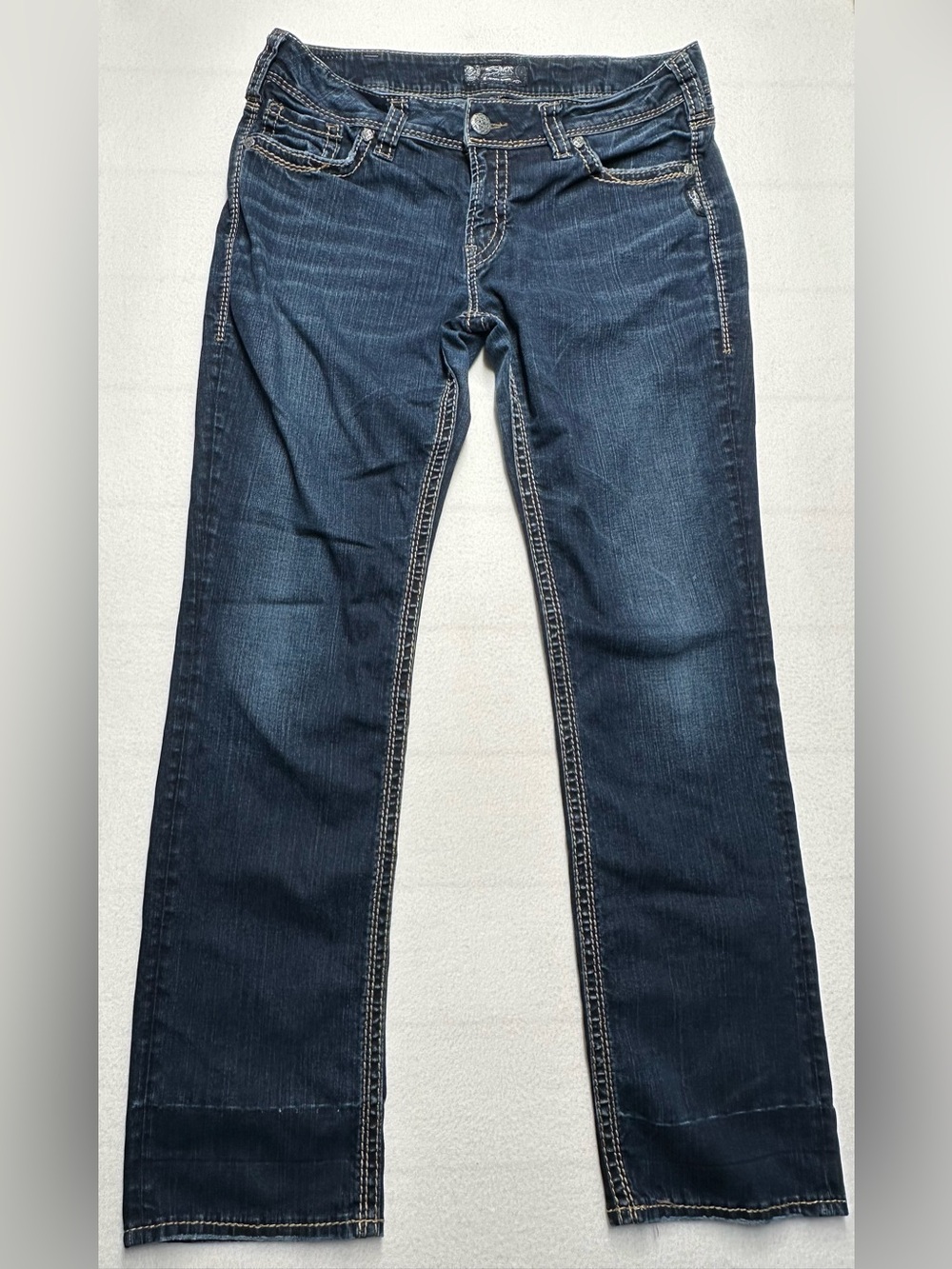 Silver Jeans Co Suki Mid Straight Jeans 33x32 Dark Wash Curvy Western Y2K